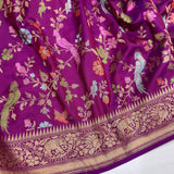 Magenta Color Pure Katan Silk Handwoven Banarasi Saree