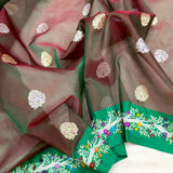 Dual sade pure kora Handwoven Banarasi saree