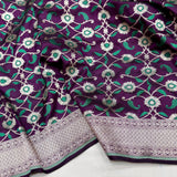 Purple colour pure katan silk Handwoven banarasi saree