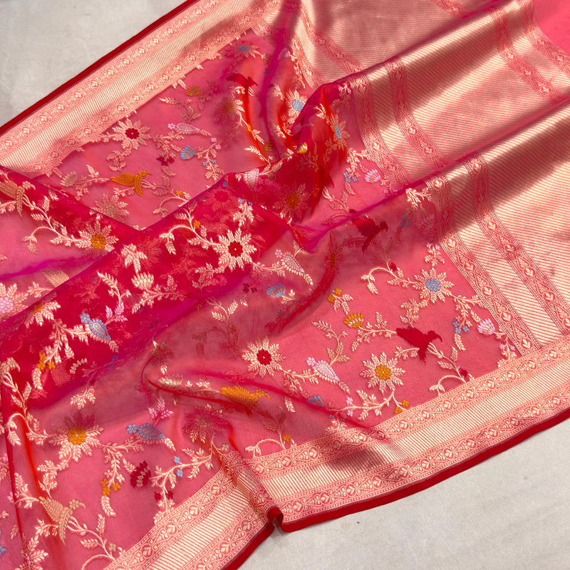 Dual sade pure kora jamdani Handwoven banarasi saree