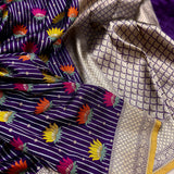 Purple colour pure Katan Silk Handwoven Banarasi Saree