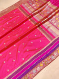 Pink colour Pure Katan Silk Handwoven Banarasi Saree