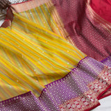 Multicolour Pure kora Handwoven banarasi saree