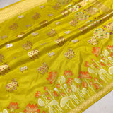 Pure katan silk Handwoven banarasi saree