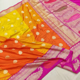 Multicolor Pure Katan Silk Handwoven Banarasi Saree