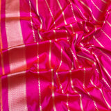 Pink colour pure katan silk Handwoven banarasi saree