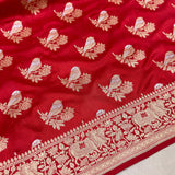 Bridal Red, Pure katan silk Handwoven banarasi saree