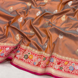 Dual shade pure katan silk Handwoven banarasi saree