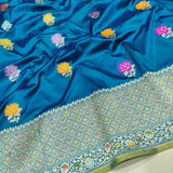 Dual Shade Pure Katan Silk Handwoven Banarasi Saree