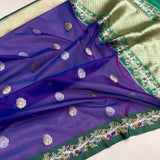 Dual shade pure kora Handwoven Banarasi saree