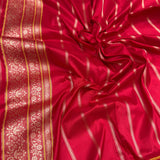 Red colour pure katan silk Handwoven banarasi tanchoi saree
