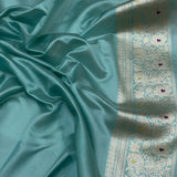 Baby pink colour pure kora Handwoven Banarasi saree