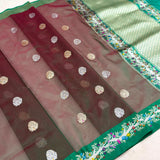 Dual sade pure kora Handwoven Banarasi saree