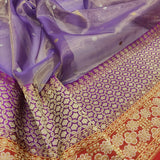 Lavender colour pure tissue handwoven banarasi saree
