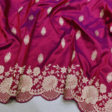 Wine Color Katan Silk Handwoven Banarasi Saree