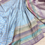 Sky Blue colour pure katan silk Handwoven banarasi saree
