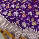 Purple Colour Pure Katan Silk Handwoven Banarasi Saree