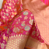 Dual shade pure katan silk Handwoven banarasi saree