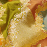 Multicolor Pure Katan Silk Handwoven Banarasi Rangkat Saree