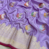 Lavender Color Katan Silk Handwoven Banarasi Saree