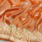 Orange colour Pure Tissue Silk Handwoven Banarasi Saree