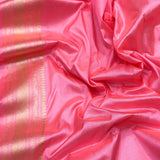 Baby pink colour pure katan silk Handwoven banarasi jungla saree