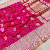 Pink Color Pure Katan Silk Handwoven Banarasi Saree