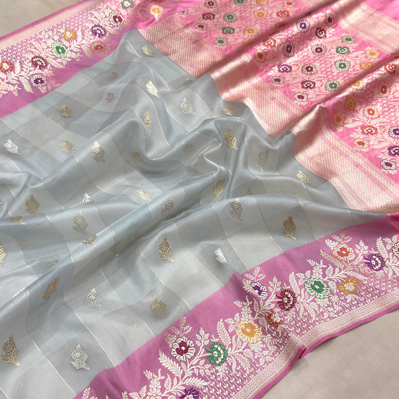 Pure kora Handwoven Banarasi saree