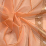 Peach colour pure kora jamdani handwoven Banarasi saree