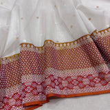 White colour pure Kora handwoven Banarasi saree