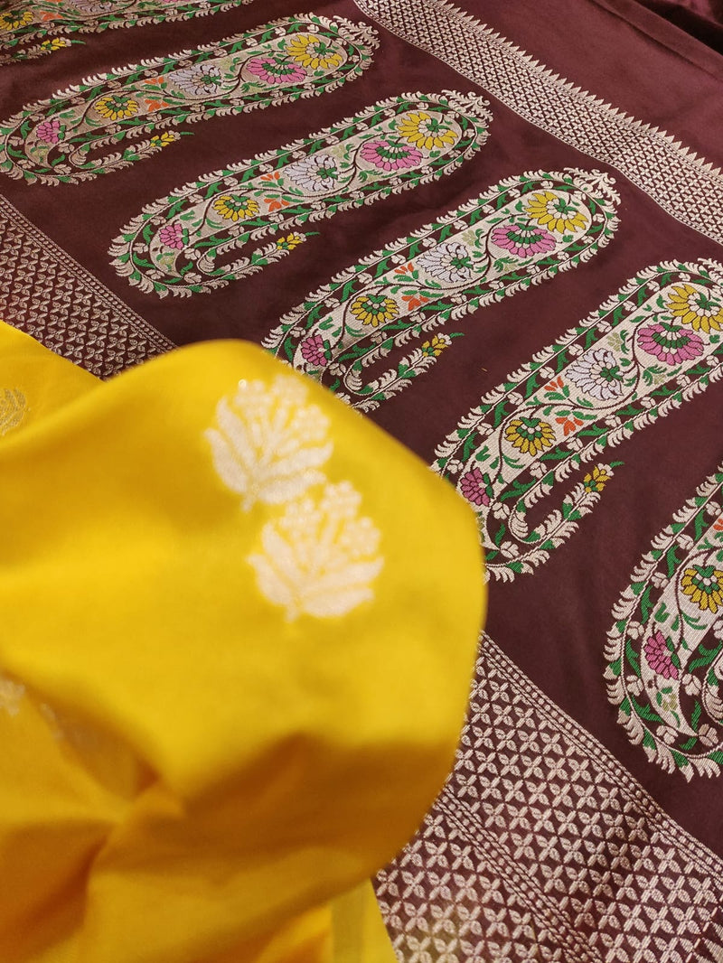 Pure katan silk Handwoven banarasi saree