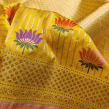 Yellow colour Pure Katan Silk Handwoven Banarasi Saree