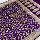 Purple colour pure katan silk Handwoven banarasi saree