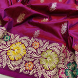 Dual Shade Pure Katan Silk Handwoven Banarasi Saree