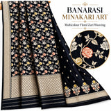 Black colour pure katan silk handwoven banarasi 3  piece suit