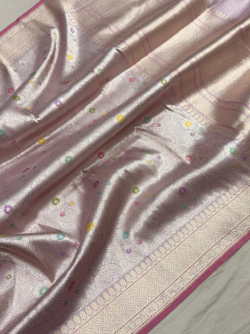 Pure Katan Silk Handwoven Tanchoi Banarasi Saree