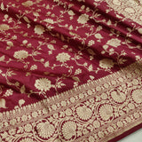 Brown colour pure katan silk handwoven banarasi saree