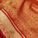 Red colour pure katan silk Handwoven banarasi Tanchoi saree