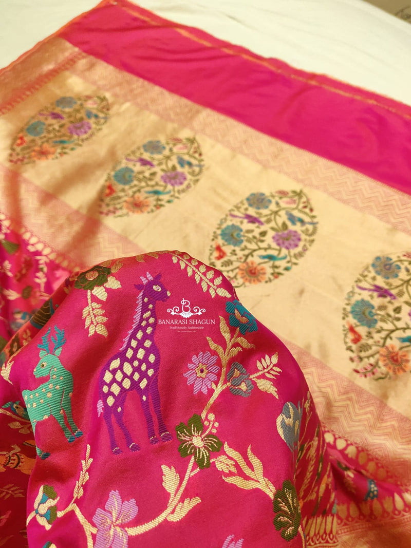 Dual Shade Pure Katan Silk Handwoven Banarasi Saree