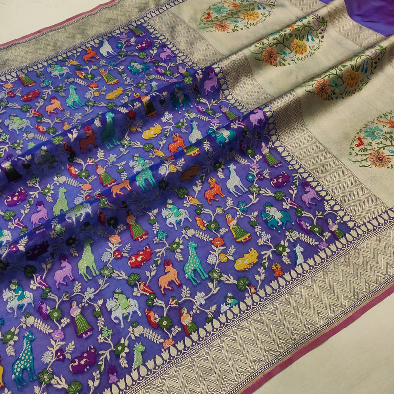 Pure kora Handwoven Banarasi Saree