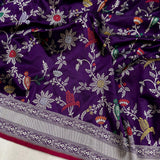 Purple colour pure katan silk Handwoven banarasi saree