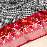 Black colour pure katan silk Handwoven banarasi saree