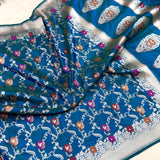 Dual shade pure katan silk Handwoven banarasi saree