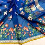 Dual sade pure kora jamdani Handwoven Banarasi saree
