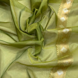 Mehandi green colour pure kora jamdani Handwoven banarasi saree