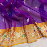Dual shade pure kora Handwoven Banarasi saree