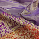 Lavender colour pure tissue handwoven banarasi saree