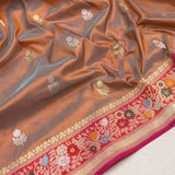 Dual shade pure katan silk Handwoven banarasi saree