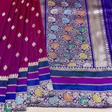 Dual shade pure katan silk Handwoven banarasi saree