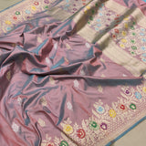 Dual shade pure katan silk Handwoven banarasi saree